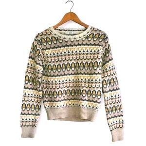 Vanessa Bruno Ventura Sweater Womens Small Tan Geometric Alpaca Wool Ita…